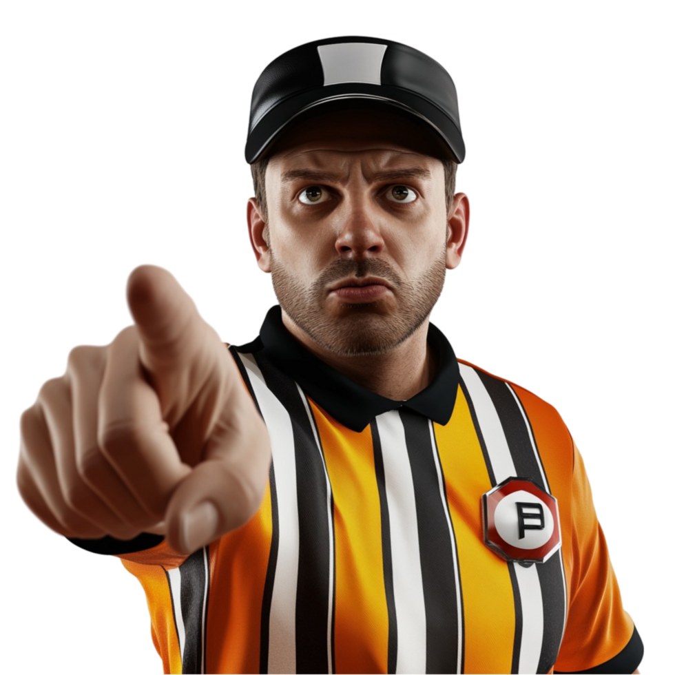 American Football Referee Pointing on Transparent Background png