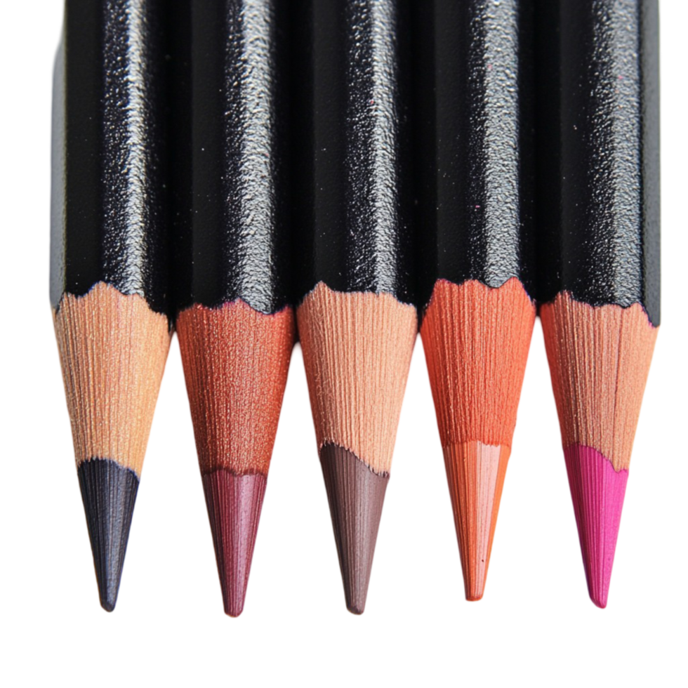 Sharp Color Pencils in a Row on Transparent Background png