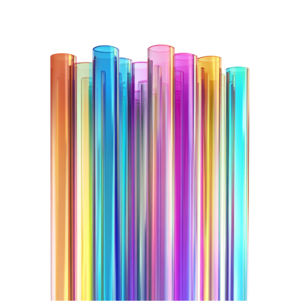 Colorful drinking straws on transparent background png