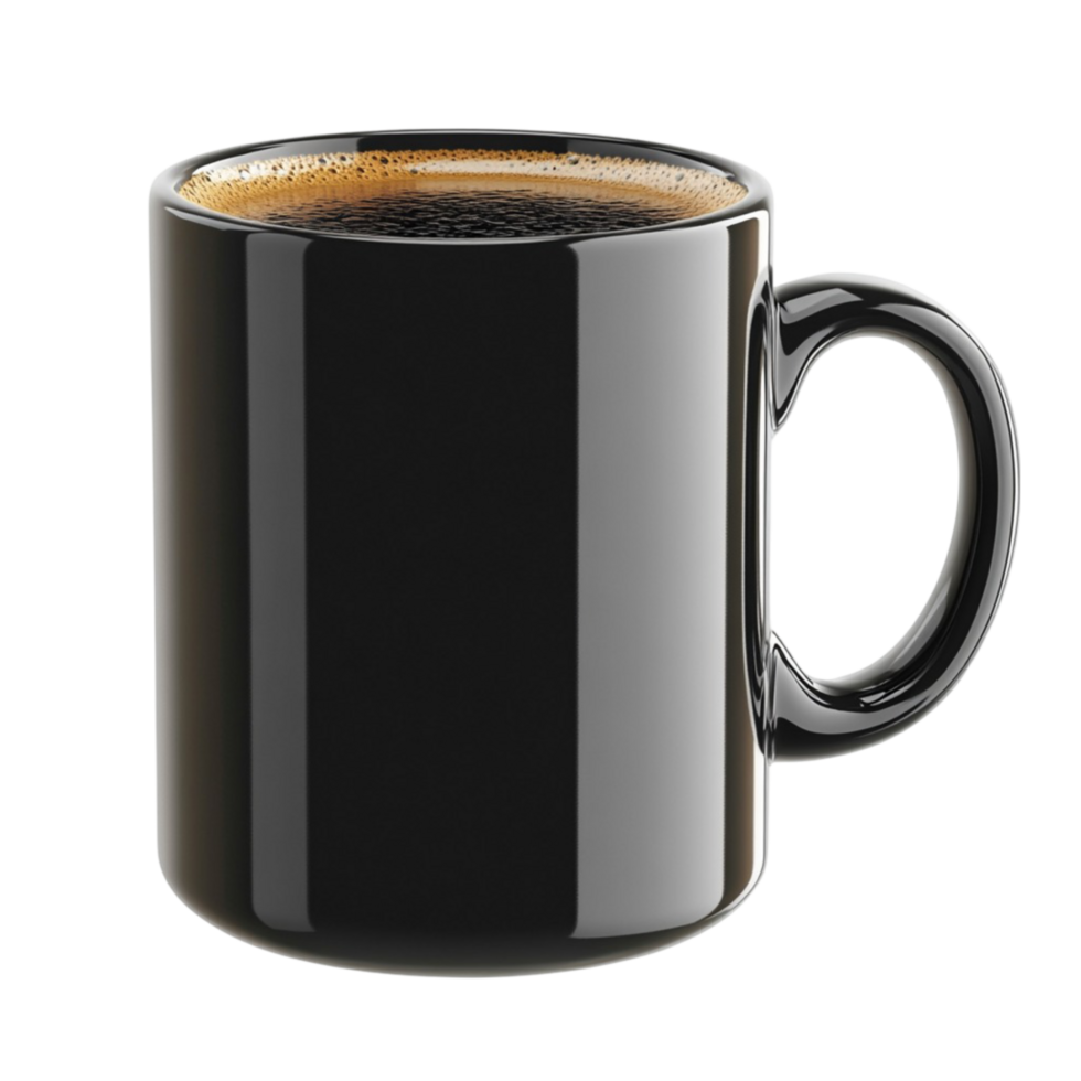 Black coffee mug on transparent background png