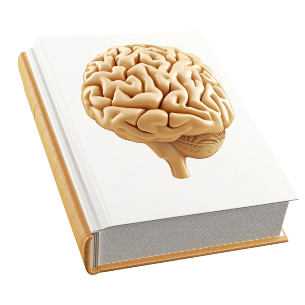 Ancient Book with Brain Illustration on Transparent Background png