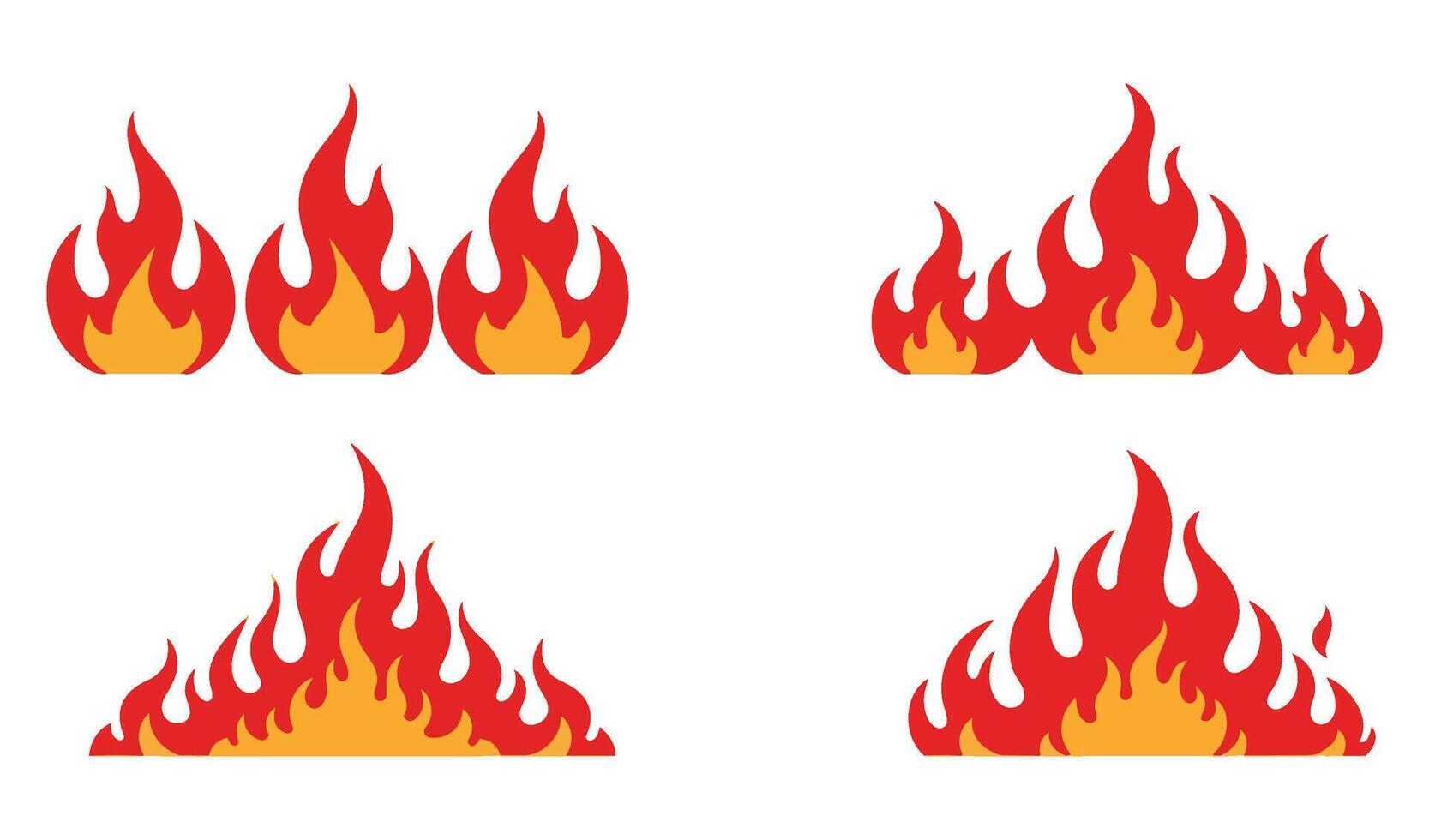 Blazing Fire Flames Bundle with Heat Intensity Gradients vector