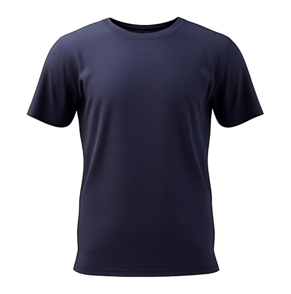 Plain black t-shirt mockup design. Front view, isolated on transparent background png
