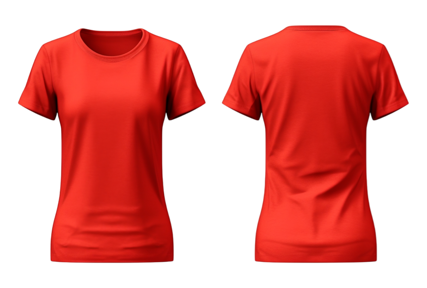 plain red women's t-shirt mockup template, front and back view png