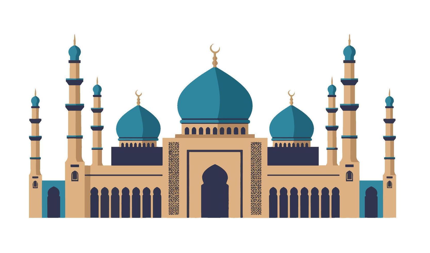 Captivating Islamic Mosque Architecture Featuring Ornate Domes and Arches vector
