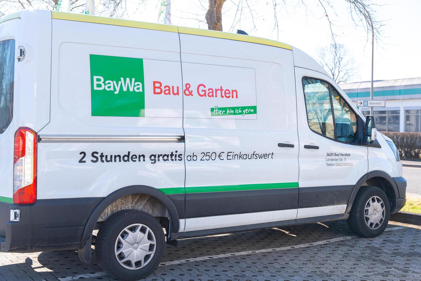 car for transportation from baywa, car for rent, white car parked in the parking lot, Bad Hersfeld, Deutschland, 03.02.2025 photo