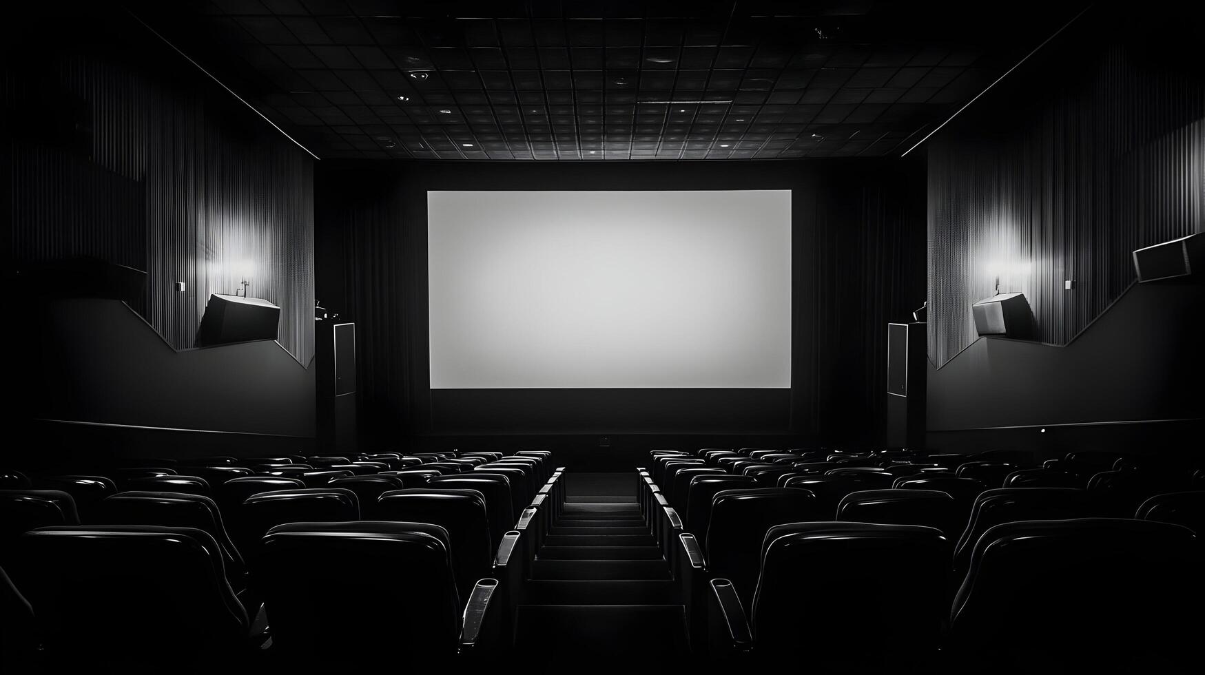 Empty movie theater with large screen. photo