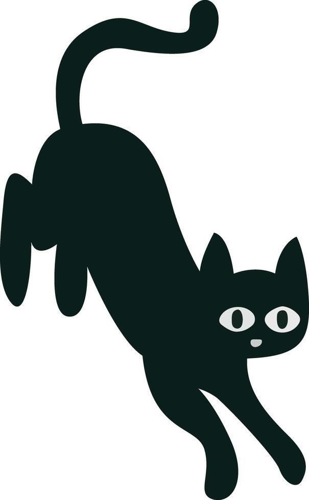 Black Cat Silhouette Jumping Pounce vector