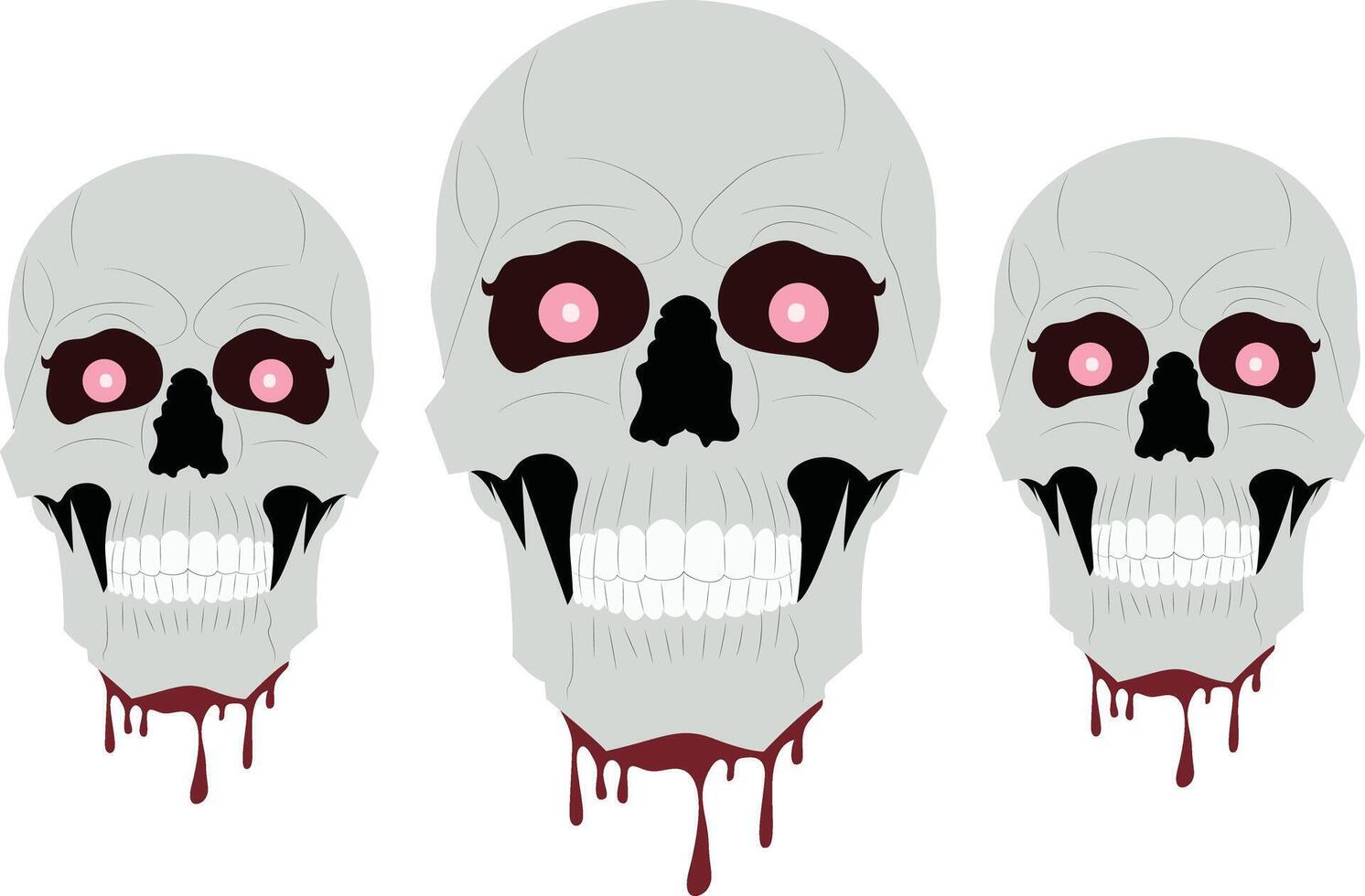 Three Bleeding Skulls Halloween Art vector