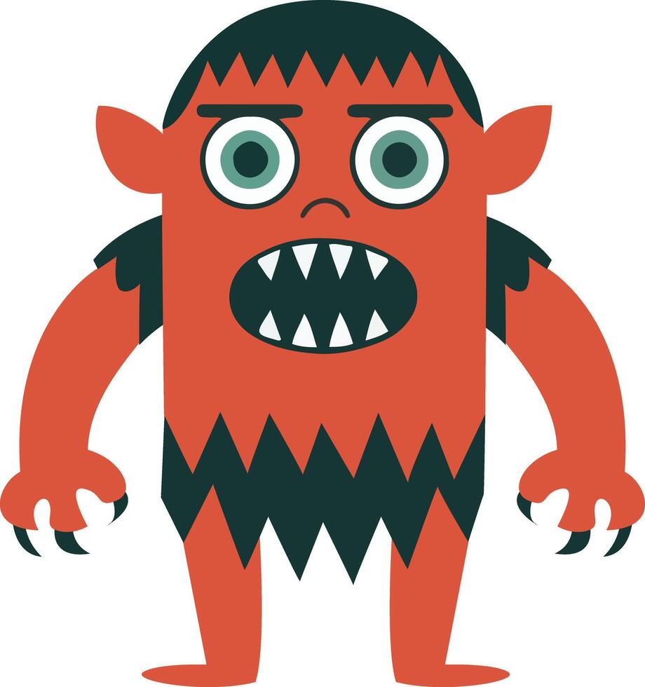 Angry Red Monster Cartoon Illustration vector