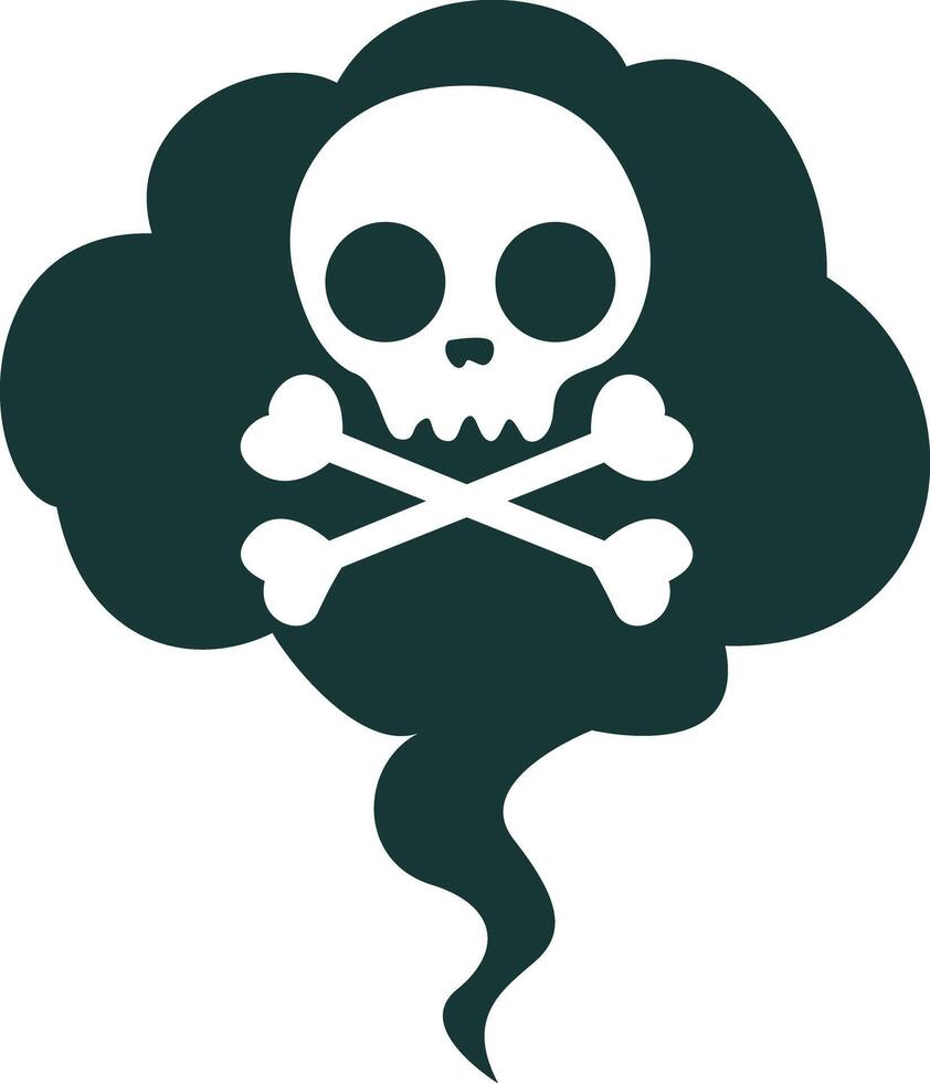 Toxic Skull Smoke Cloud Danger Sign vector
