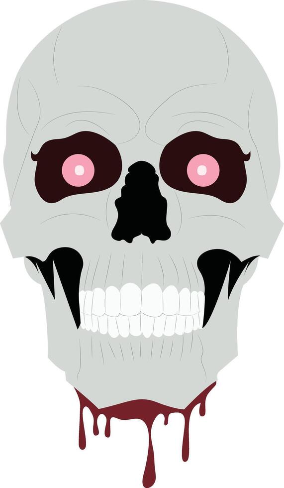 Glowing Eyes Bloody Skull Illustration vector