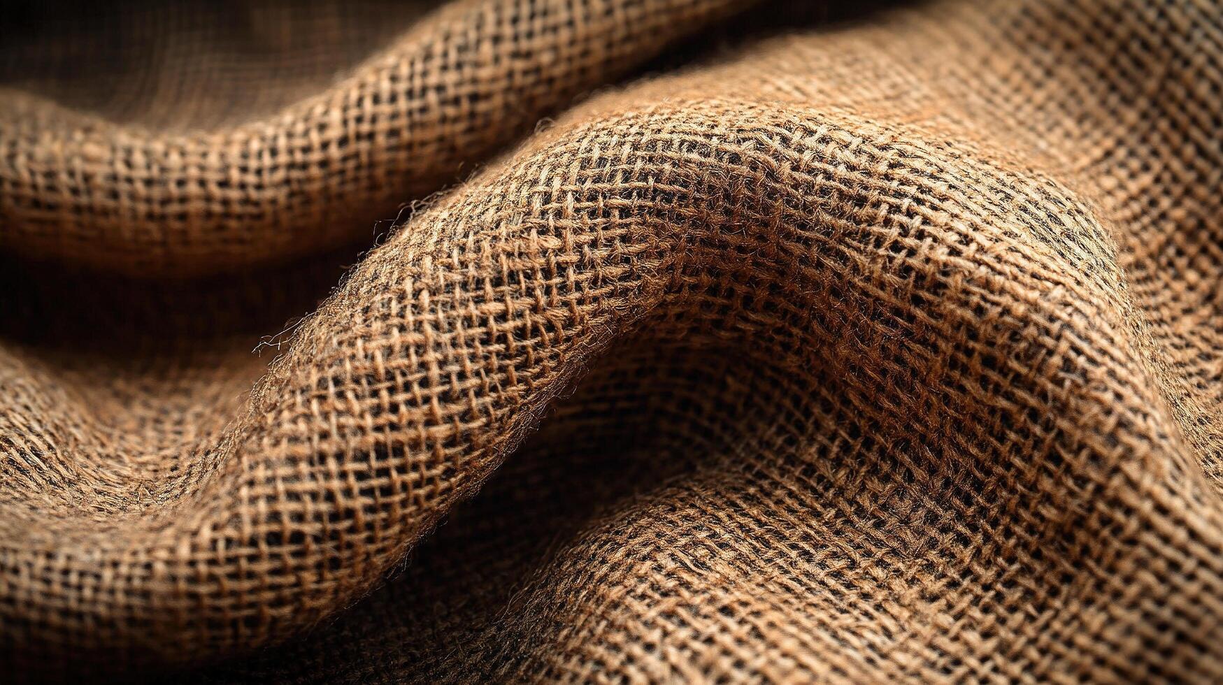 Folded burlap texture close-up, rustic background photo