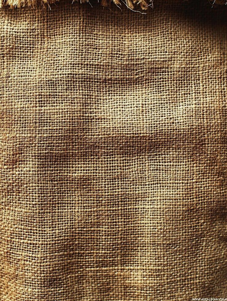 Close-up of rough woven fabric with fringe background is solid for rustic texture photo