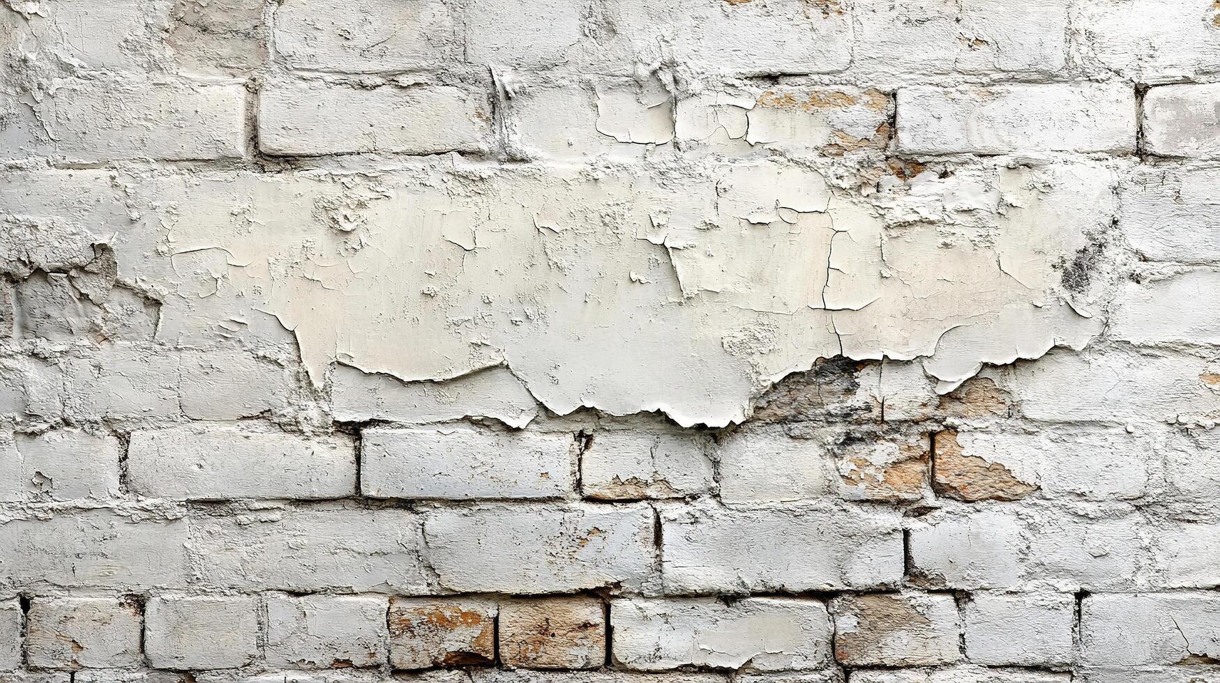 Damaged white brick wall texture with peeling paint. Background texture for graphic use photo