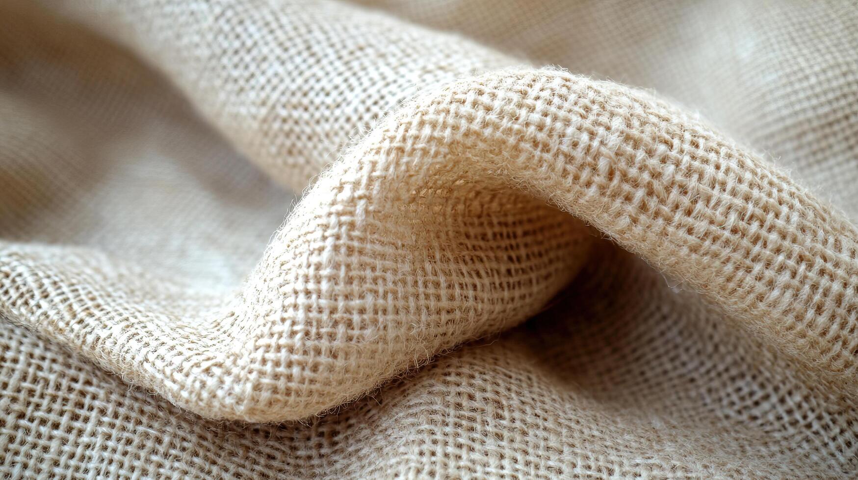 Close-up of light brown fabric texture, folded, for background or designs photo