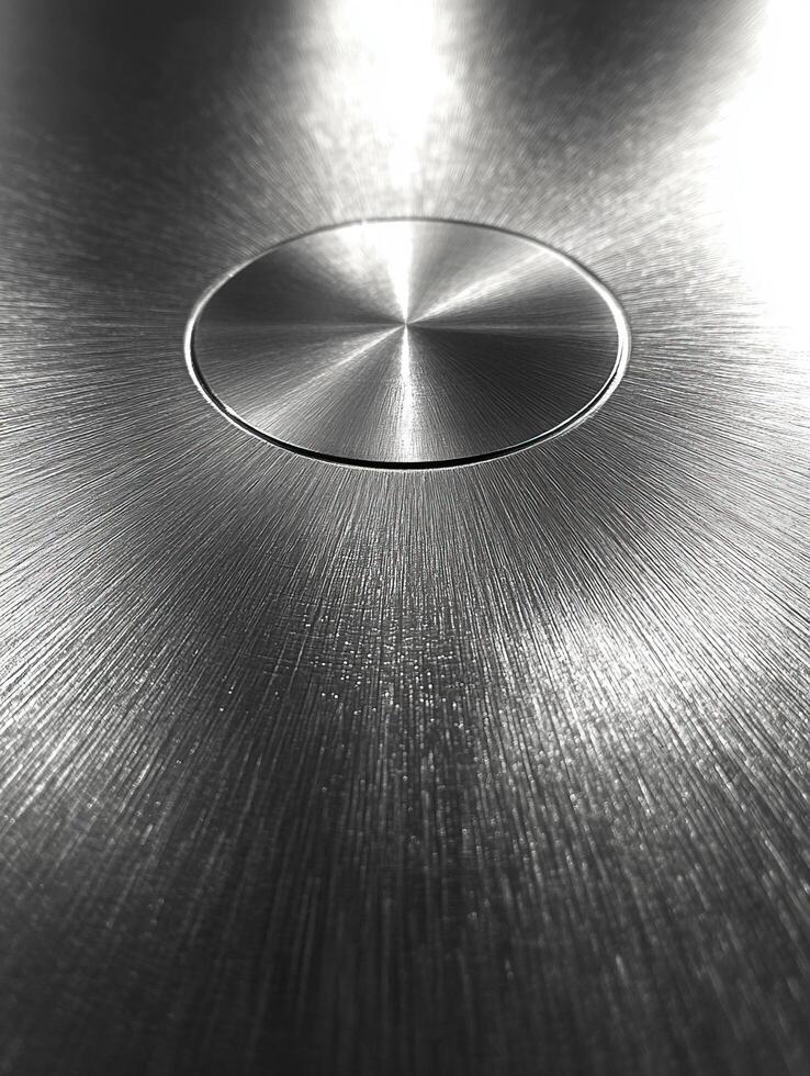 Metal surface with a button and a radial light pattern photo