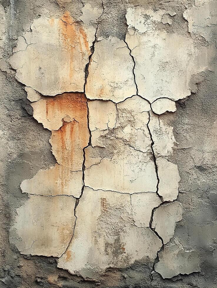 Peeling paint on textured wall with cracks, for background or overlay photo