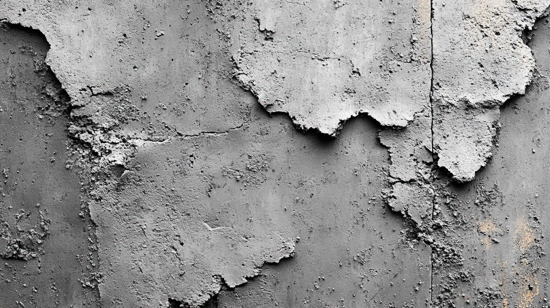 Peeling paint on a grey surface, rough texture and distressed background photo