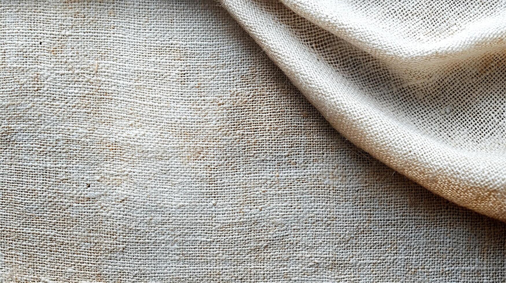 Beige cloth draped, textured surface, neutral background for textile uses photo