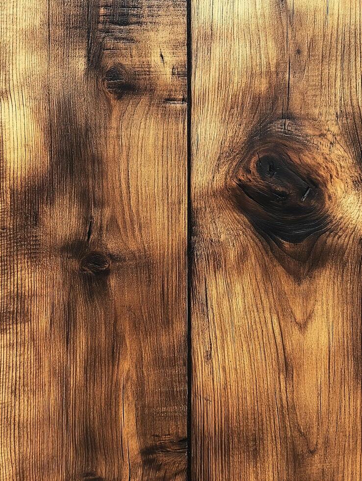Wooden planks with knots, brown surface, rustic use for background, texture photo