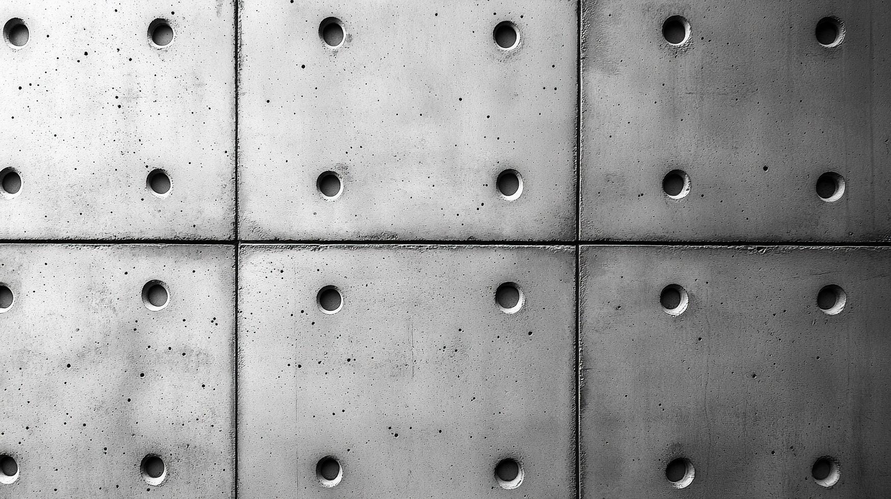 Concrete panels with holes, grey tone, texture for industrial use photo