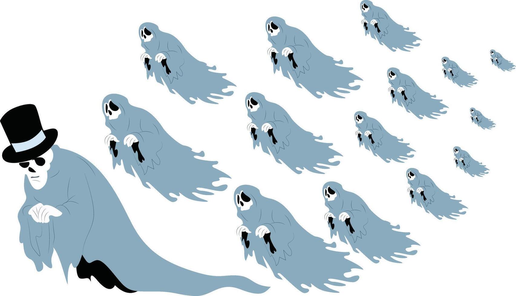 Ghostly Specter Leads Halloween Parade. vector