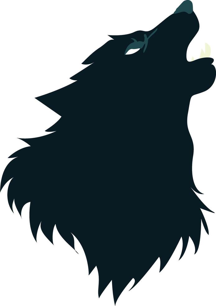 Howling Wolf Silhouette Art. vector