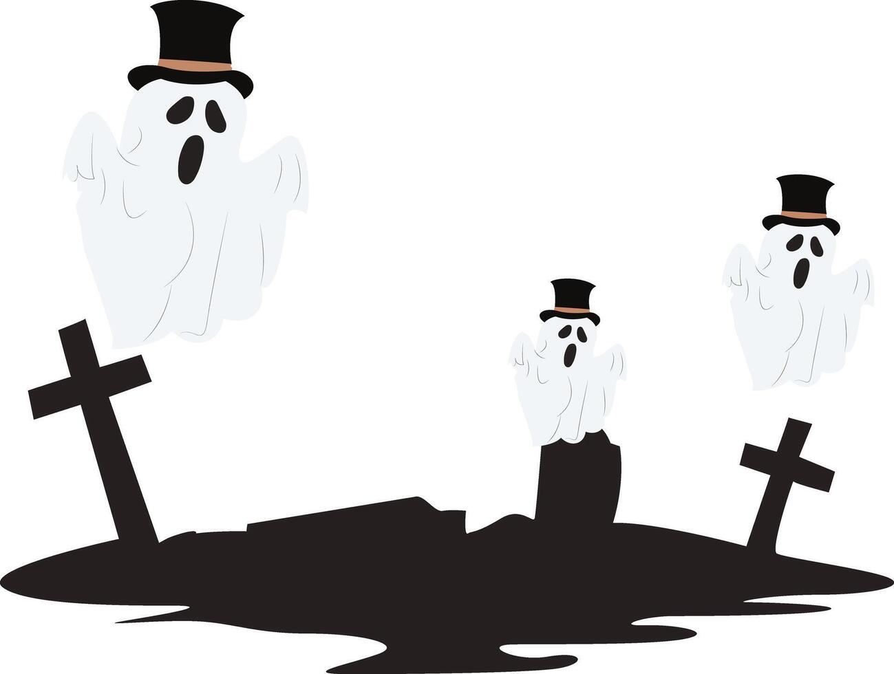 Halloween Ghosts Graveyard Top Hats vector
