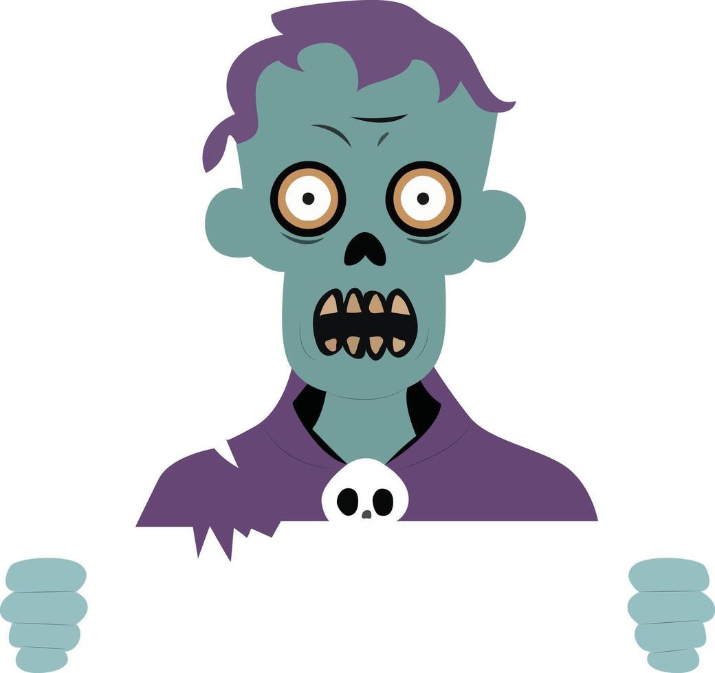 Cartoon Zombie Holding Blank Sign vector