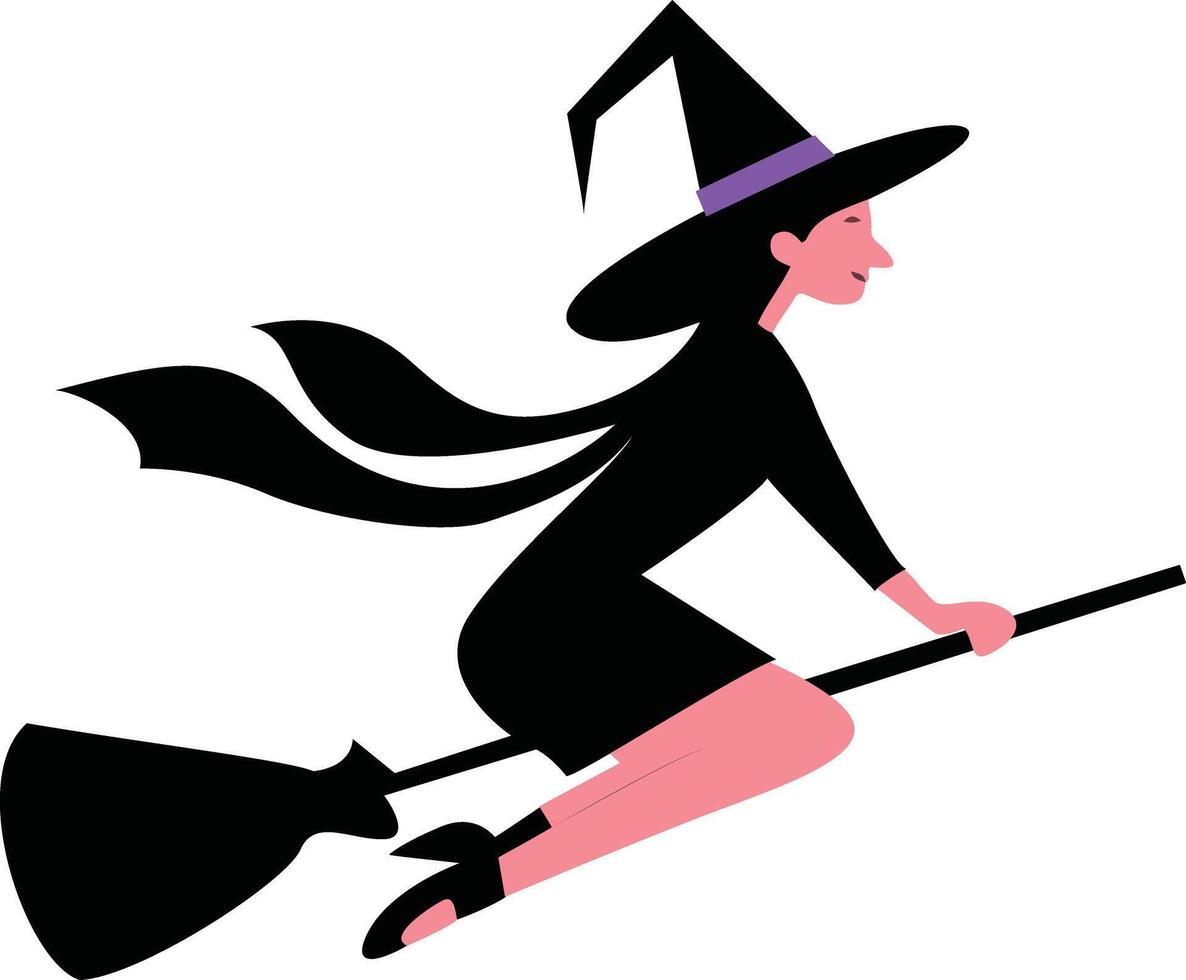 Witch Flying Broom Halloween Silhouette vector