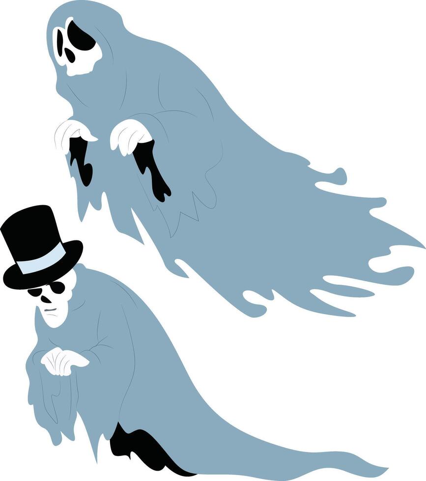 Two Halloween Ghosts Cartoon Illustration vector