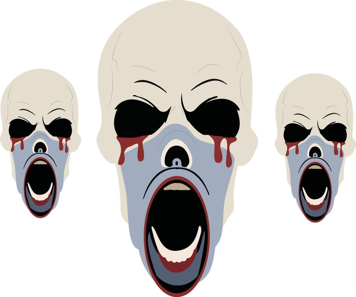 Screaming Bloody Zombie Skull Trio vector