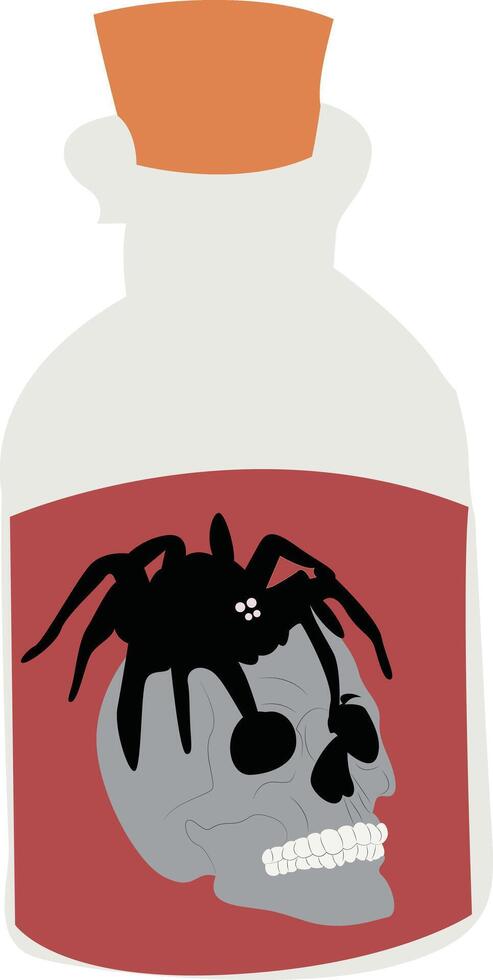 Spider Skull Potion Bottle Illustration vector