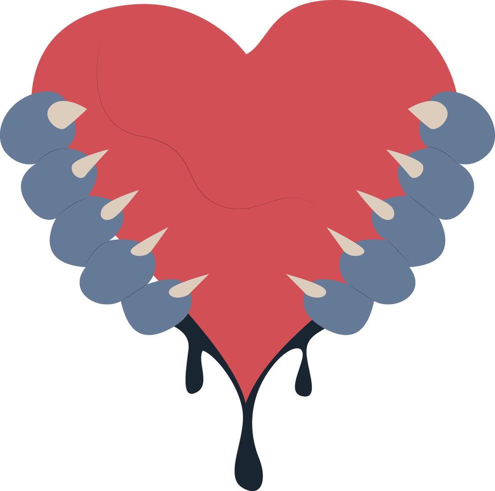 Clawed Heart Bleeding Dark Abstract Art. vector