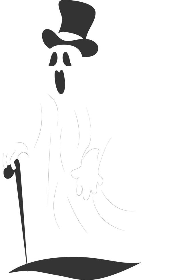 Elegant Top Hat Ghost Halloween Illustration vector