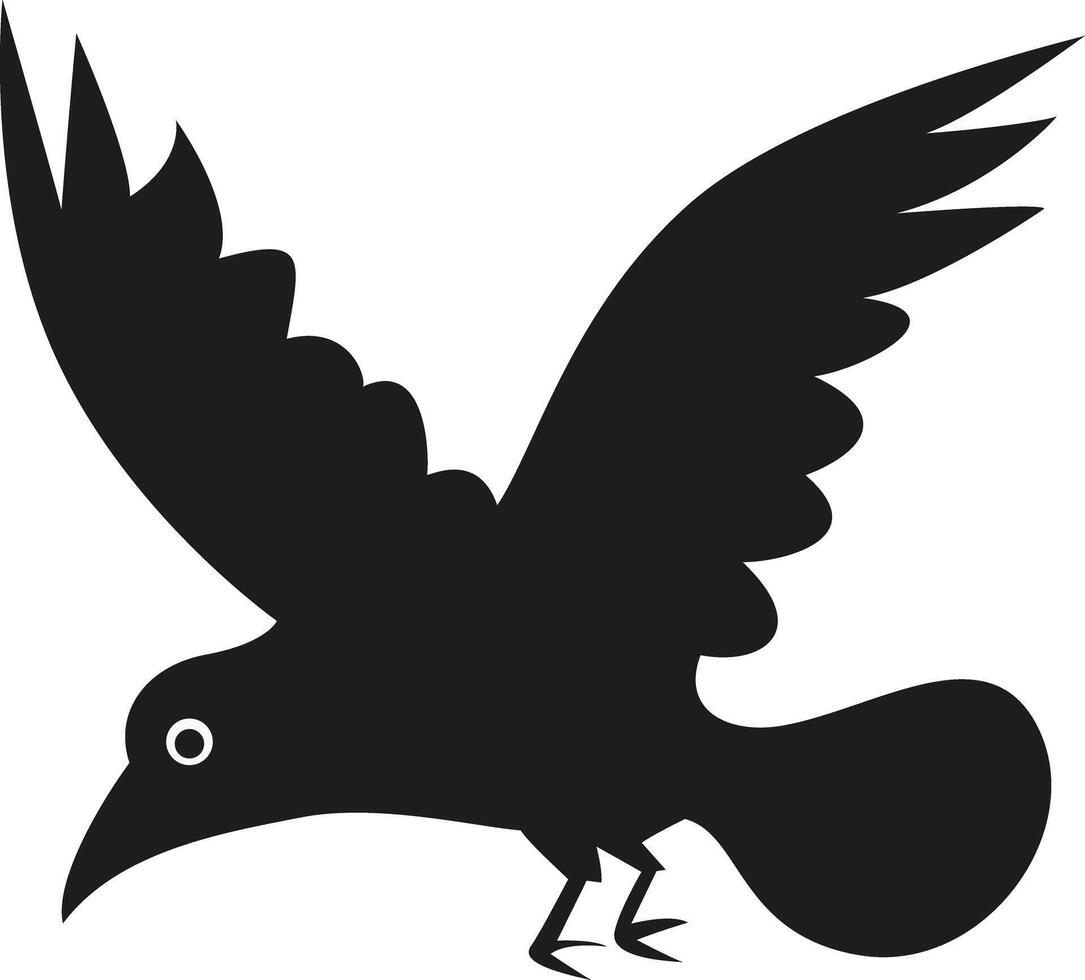Black Raven Silhouette Flying Design vector