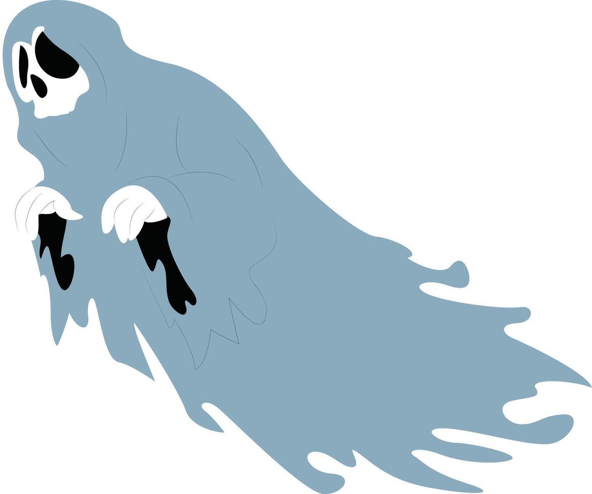 Blue Ghost Cartoon Halloween Spooky Illustration vector