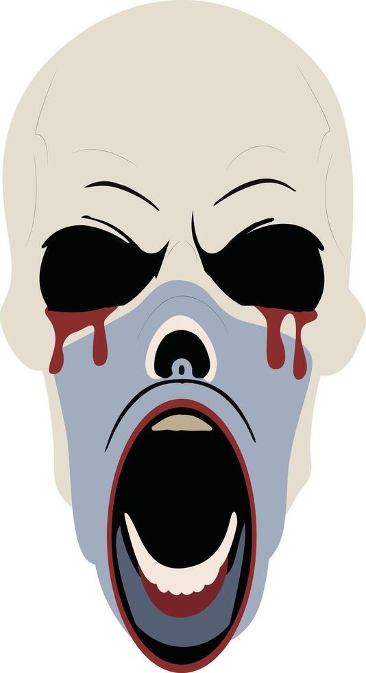 Screaming Bloody Zombie Skull Face vector