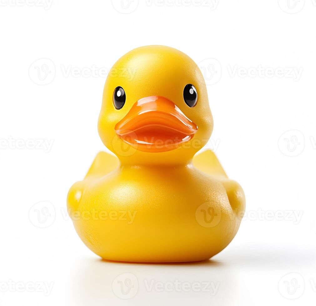 Yellow Rubber Duck Toy Isolated on White Background photo