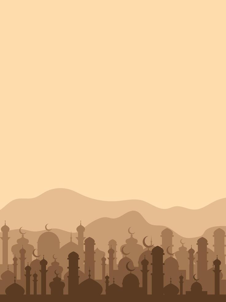 islamic background with mosque and mountains vector