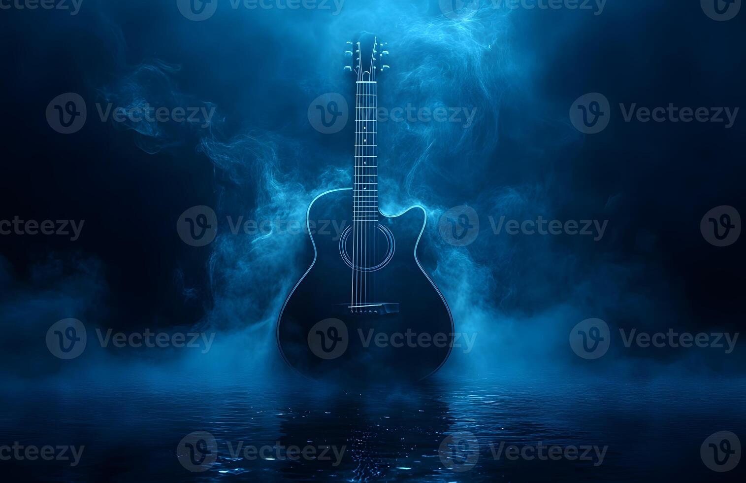 Acoustic Guitar in Blue Mystical Smoke Setting photo