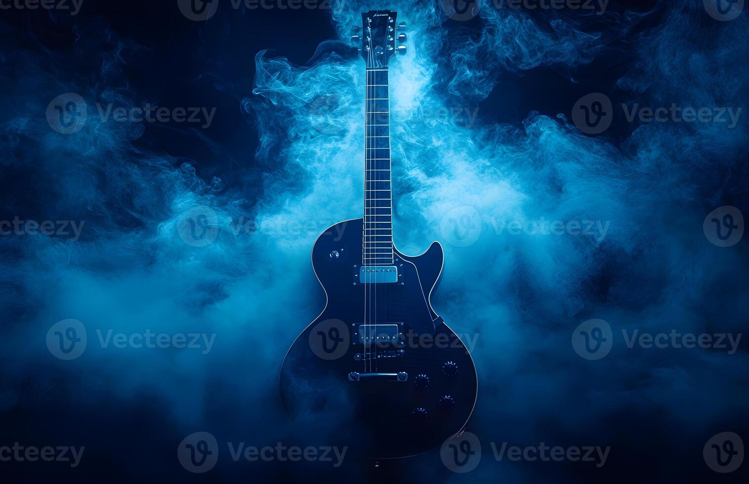 Electric Guitar in Blue Smoke Background photo