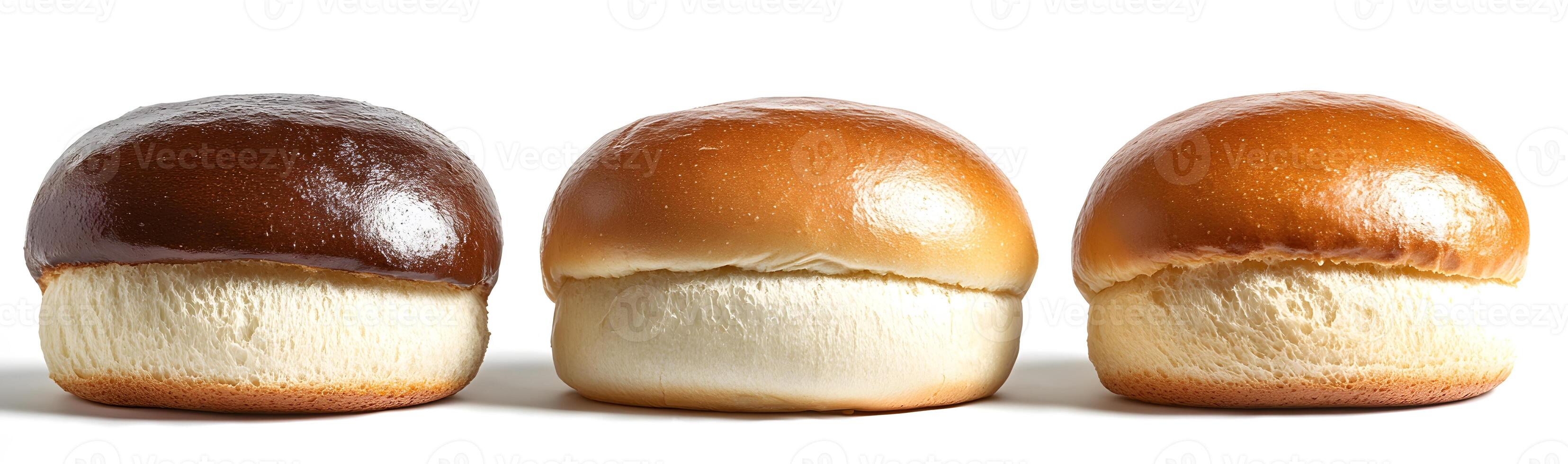 Three Deliciously Baked Bread Rolls in a Row photo