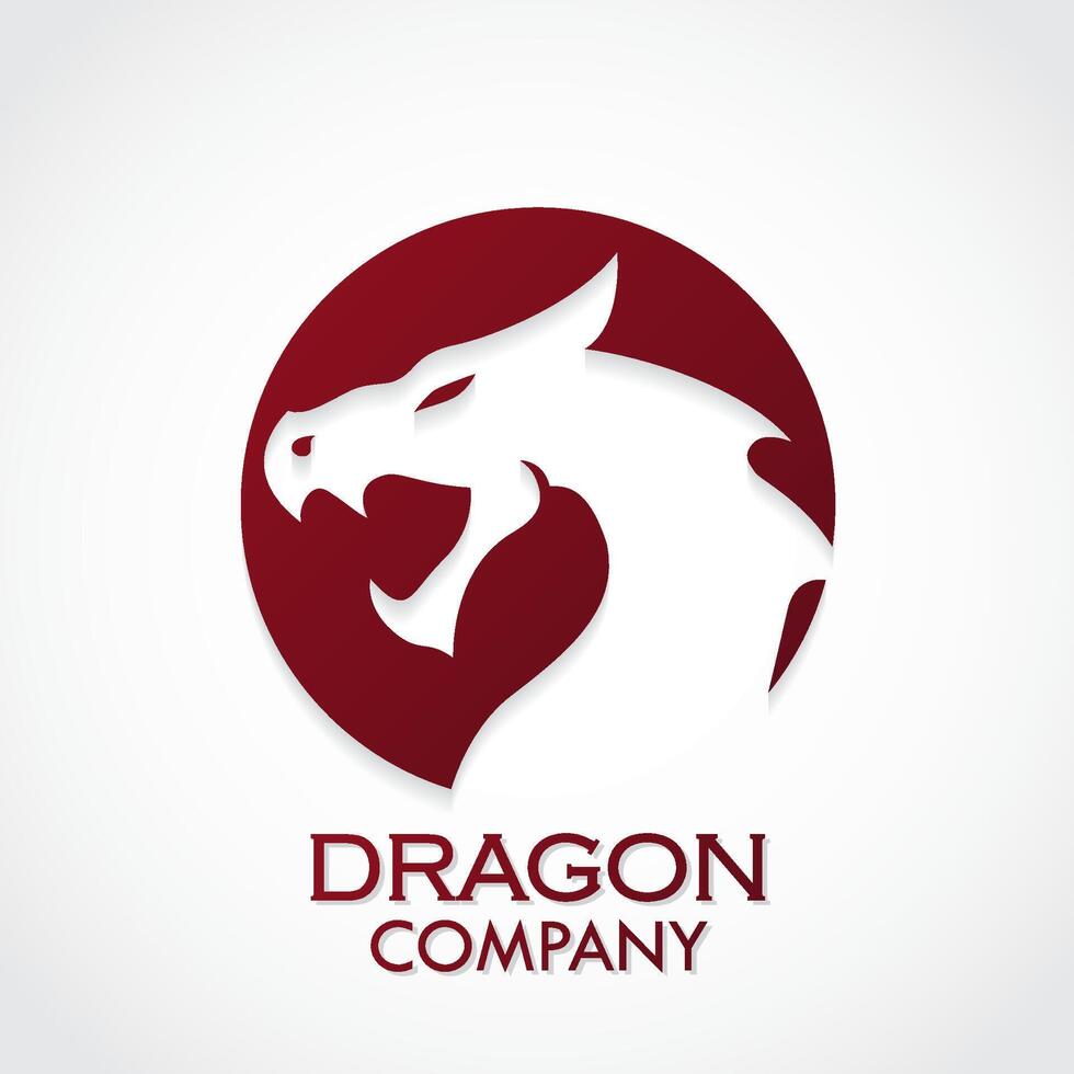 red dragon head negative shape logo vector