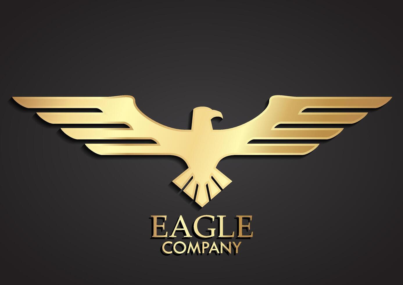 3d golden elegant stylized eagle logo design vector