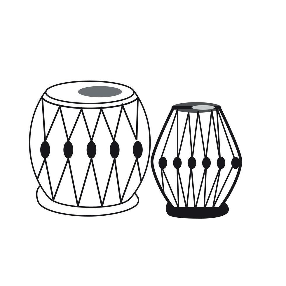 Dol tobla music instrument line art vector