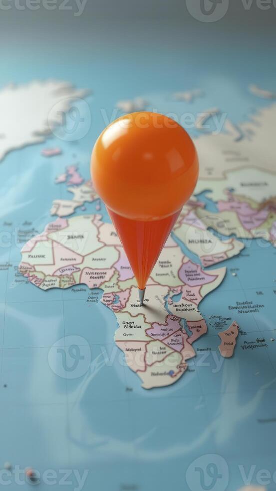 Orange push pin pointing gabon on a world map photo