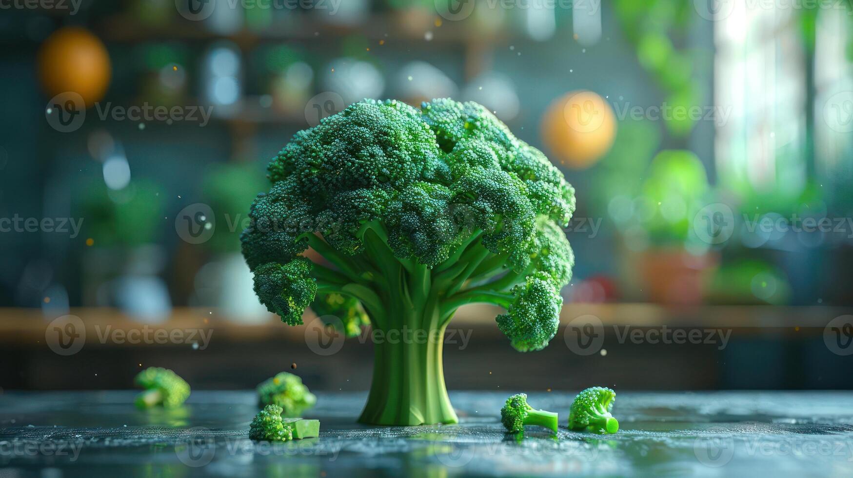 A tree made of broccoli on a table photo