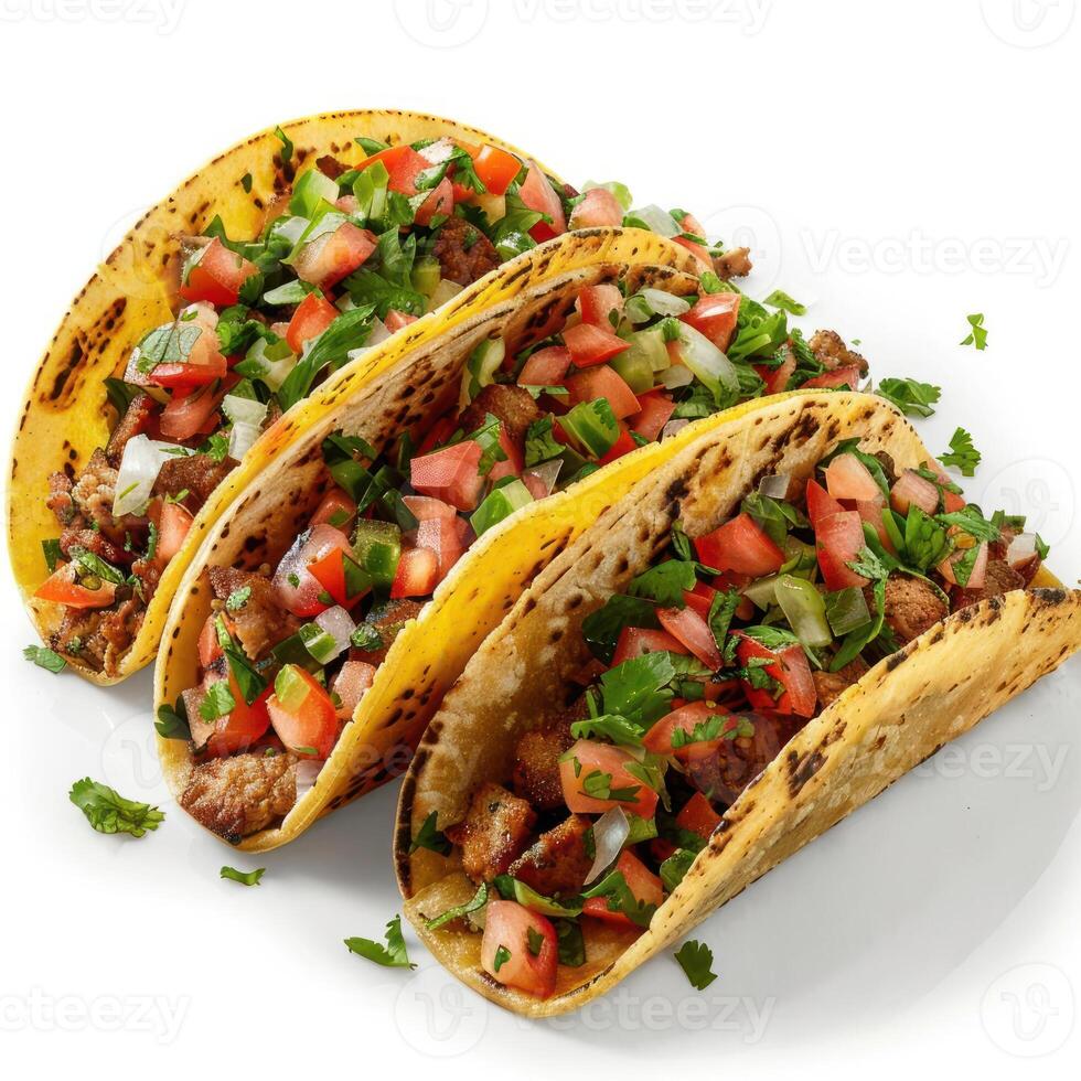 Tacos with meat and vegetables on a plate photo